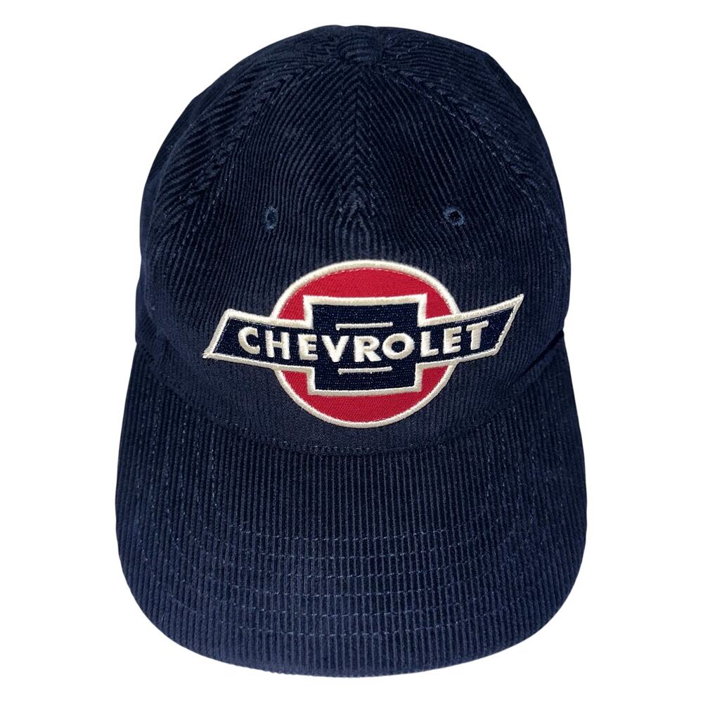 GM Chevrolet Retro Navy Blue Corduroy Snap Back Baseball Hat Cap Unisex One Size